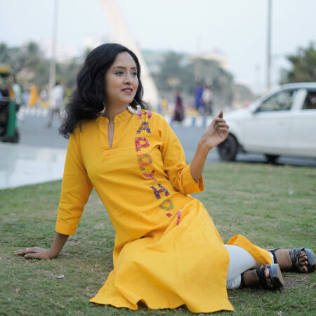 yellow kurti set