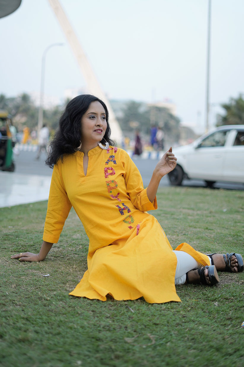 yellow kurti set
