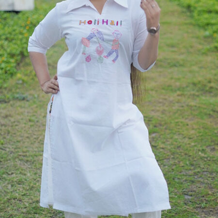 white kurti set