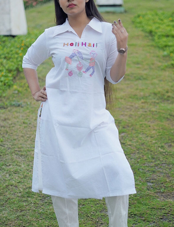 white kurti set