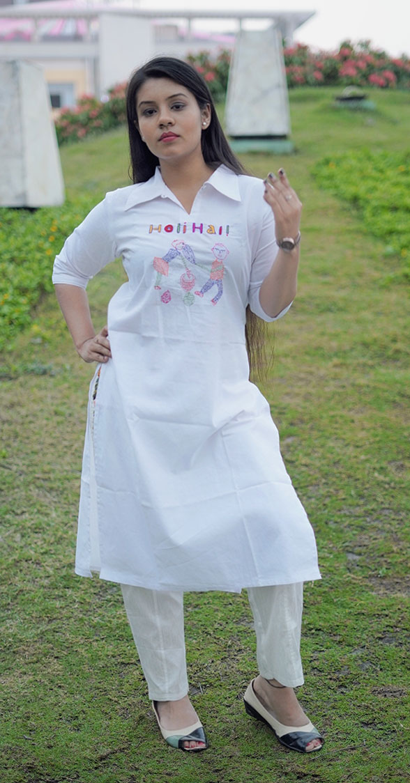 white kurti set