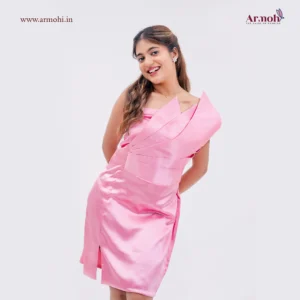 London Pink Short lotus Midi Dress 3