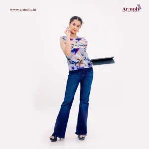 Armohi Blossom Ruffle Shoulder Vibrant Floral printed Top 2