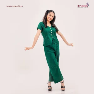 Elegant Solid 2 Pcs Cotton Co-Ord Set 11